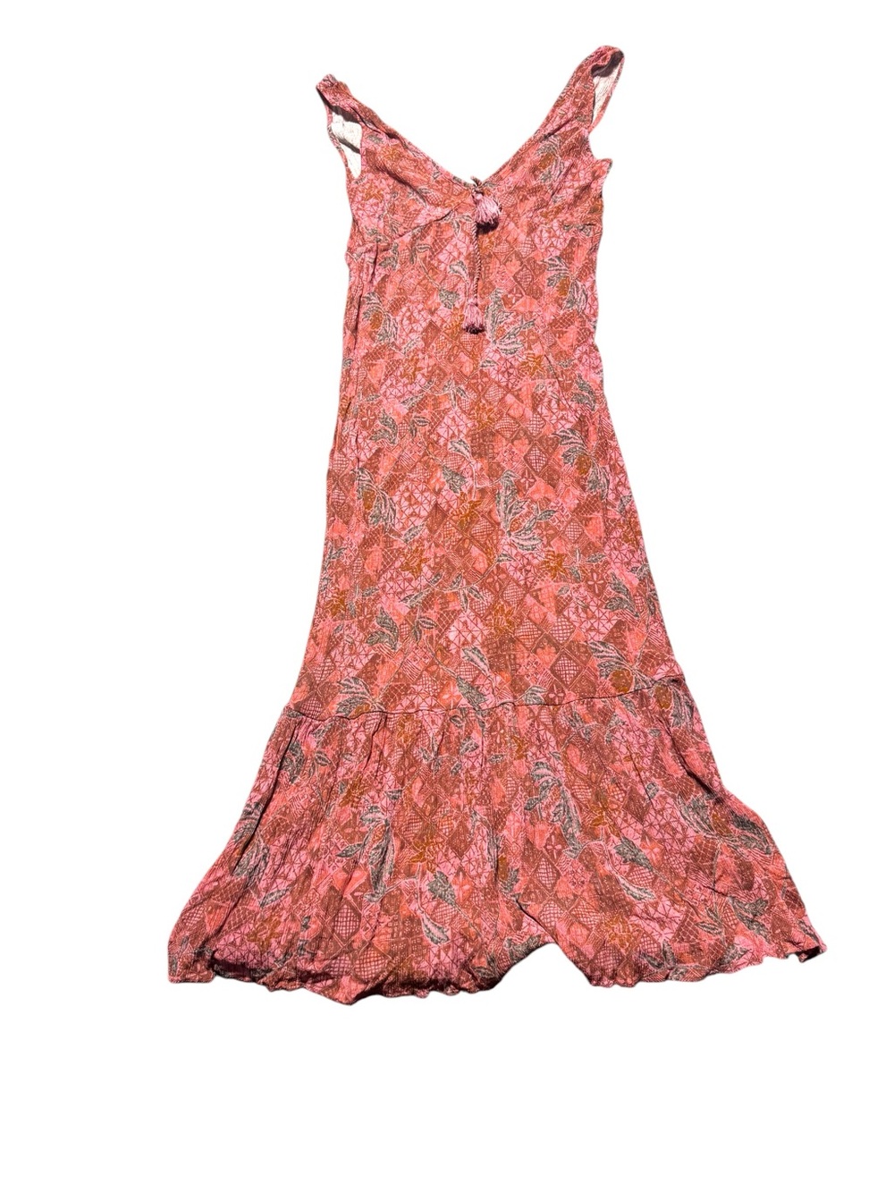 Faherty Women’s Large Midi Dress Printed Tassels western boho Cowgirl coastal